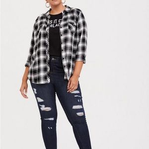 Plaid Black and White Women's Top